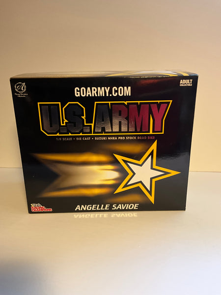 ANGELLE SAVOIE 2003 US ARMY 1:9 NHRA PRO STOCK DIECAST DRAG BIKE by Racing Champions
