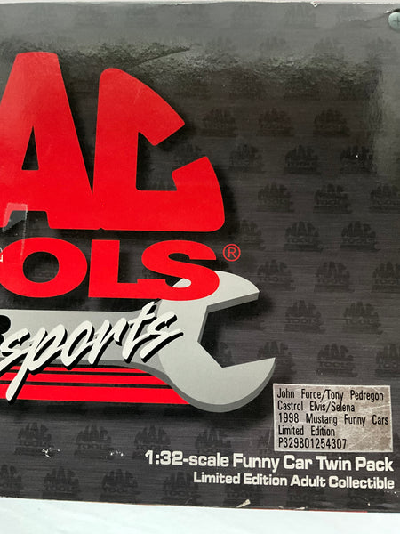 1998 JOHN FORCE CASTROL GTX ELVIS PRESLEY AND TONY PEDREGON CASTROL SYNTEC SELENA 1:32 NHRA DIECAST FUNNY CAR TWIN PACK - Mac Tools