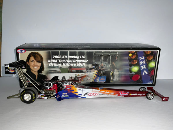 HILLARY WILL 2006 KB RACING 1:24 NHRA TOP FUEL DIECAST DRAGSTER - Racing Champions Authentics