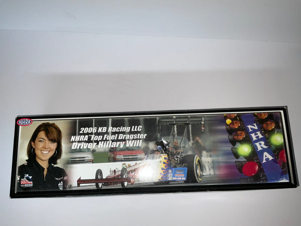HILLARY WILL 2006 KB RACING 1:24 NHRA TOP FUEL DIECAST DRAGSTER - Racing Champions Authentics