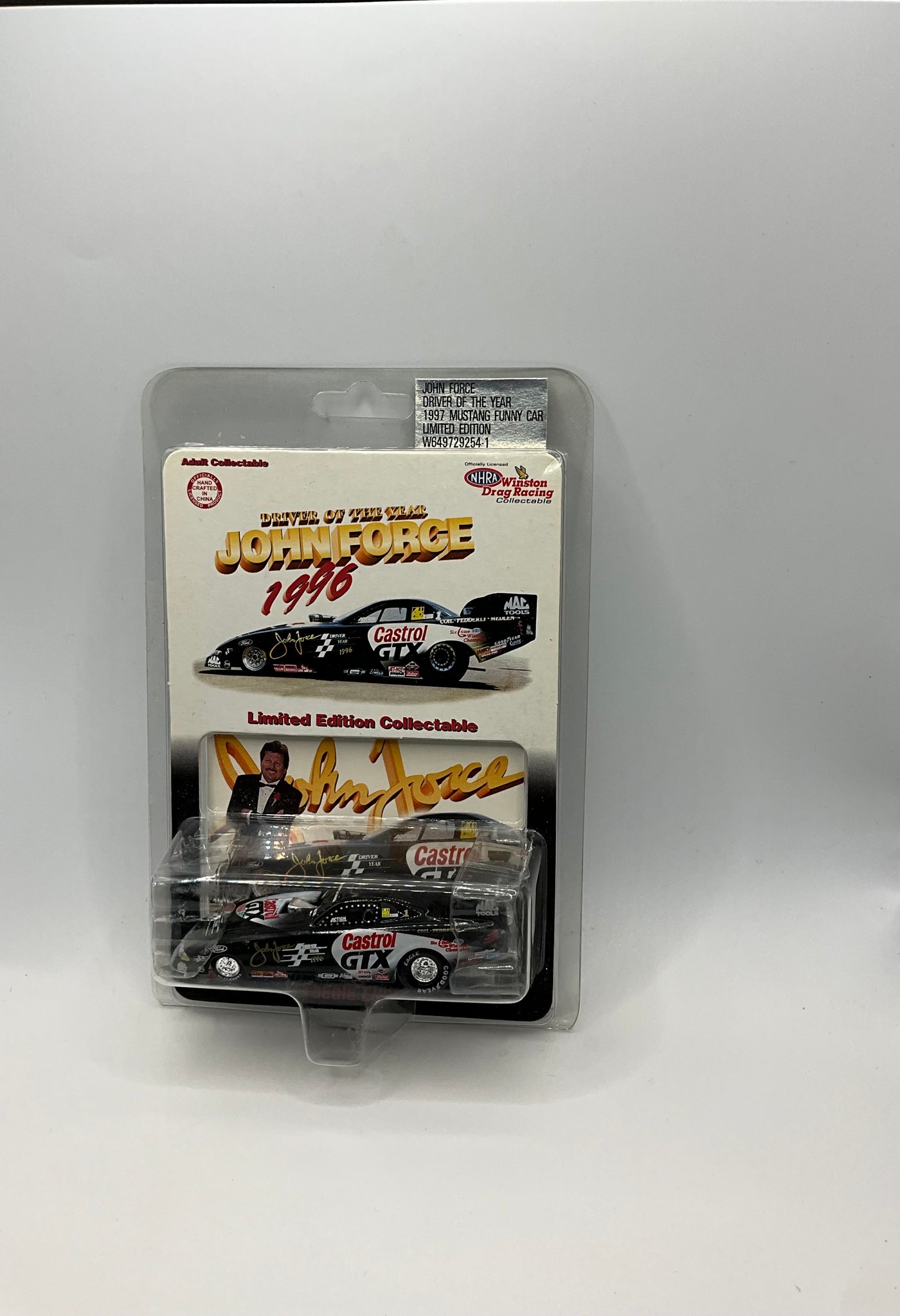 JOHN FORCE 1997 CASTROL GTX DRIVER OF THE YEAR 1/64 MUSTANG FUNNY CAR NHRA DIECAST