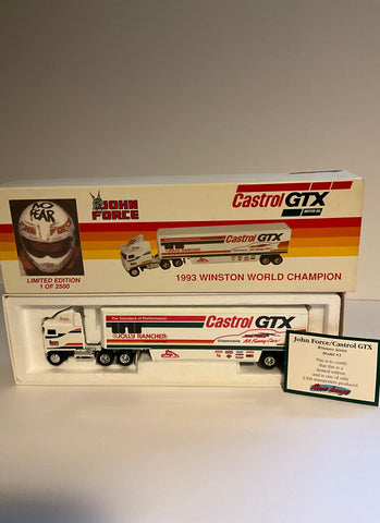 JOHN FORCE 1993 CASTROL GTX 1993 WINSTON WORLD CHAMPION 1:64 NHRA DIECAST TRANSPORTER by Ertl