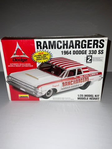 HODGES DODGES 1964 DODGE 330 SS RAMCHARGERS 1:25 PLASTIC MODEL KIT - Lindberg