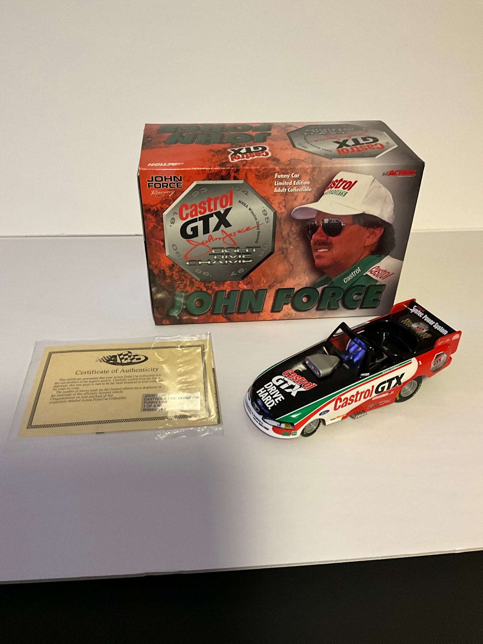 JOHN FORCE 1999 CASTROL GTX 8X CHAMPION 1:43 NHRA PEDAL CAR DIECAST FUNNY CAR - Action Racing Collectables