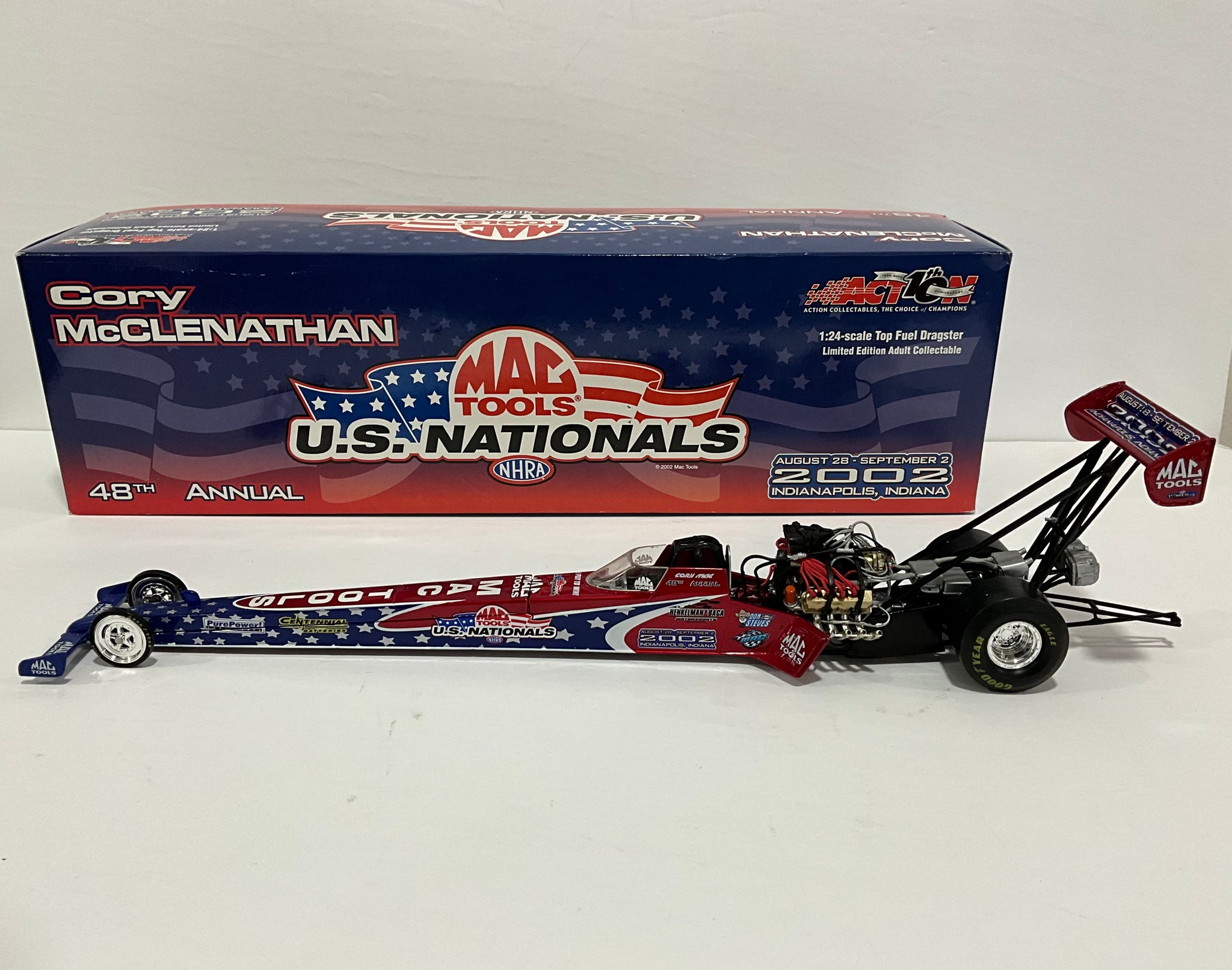 CORY McCLENATHAN 2002 48TH ANNUAL U.S. NATIONALS 1:24 NHRA DIECAST DRAGSTER - Mac Tools and  Action Collectables