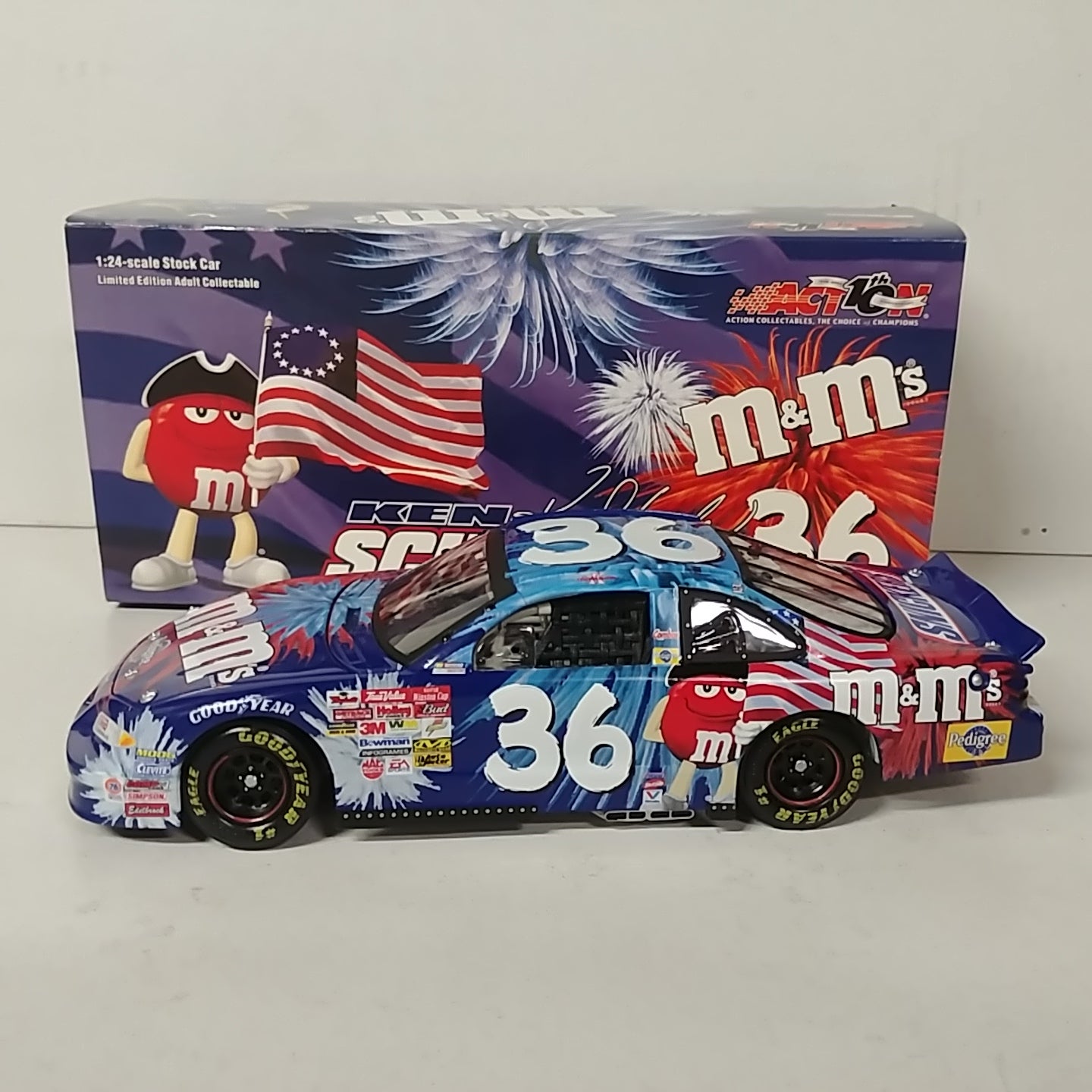 KEN SCHRADER 2002 M & M's 4th OF JULY 1:24 NASCAR DIECAST by Action Racing Collectables