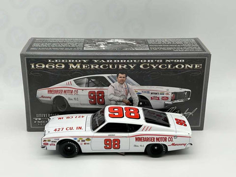LEEROY YARBROUGH JUNIOR JOHNSON #98 WINEBARGER MOTOR CO. 1969 MERCURY CYCLONE 1:24 NASCAR DIECAST - University Racing of Legends