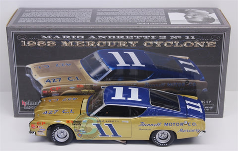 MARIO ANDRETTI #11 BUNNELL MOTOR CO 1968 MERCURY CYCLONE 1:24 NASCAR DIECAST - University of Racing Legends