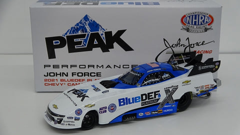 JOHN FORCE 2021 PEAK BLUE DEF PLATINUM CHEVY CAMARO FUNNY CAR 1:24 NHRA DIECAST